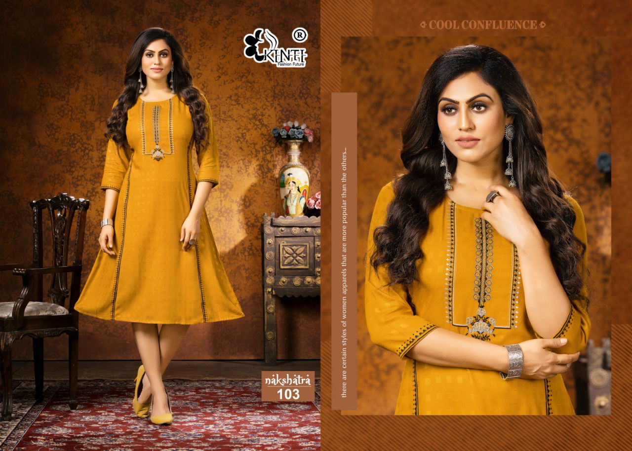 Nakshatra By Kinti Long Designer Embroidery Kurtis Catalog